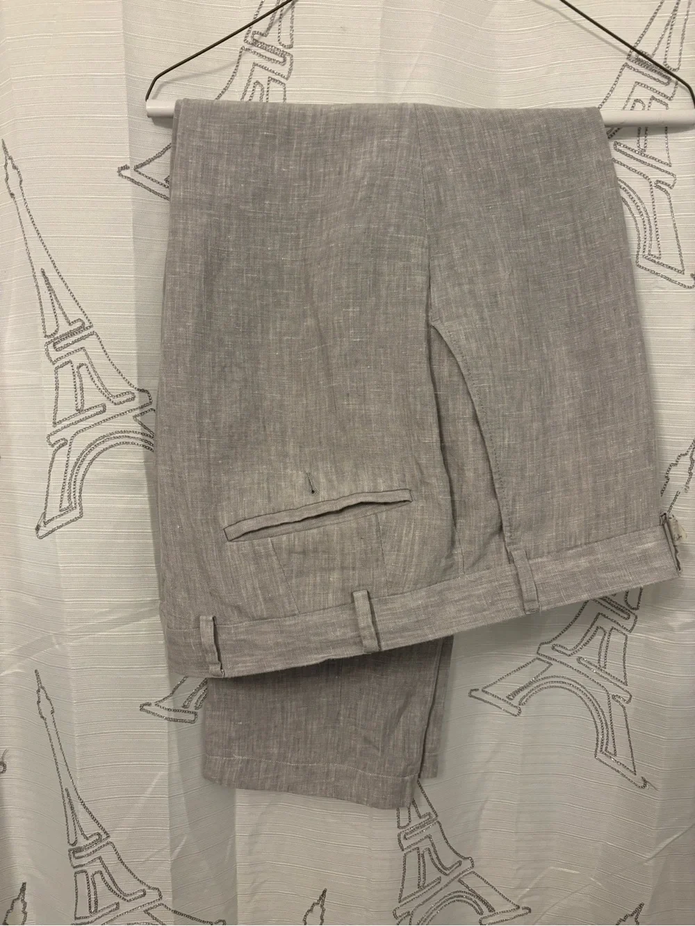 Bar III Light Gray Linen-Blend Dress Pants